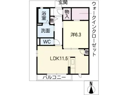 ガーデンハイツ(1LDK/1階)の間取り写真