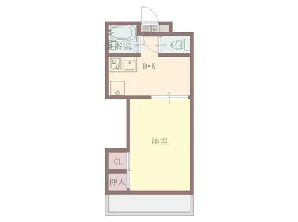 第二森レジデンス(1K/2階)の間取り写真