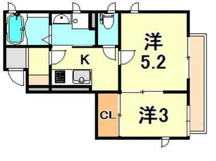 メゾン・コフレ(2K/1階)の間取り写真