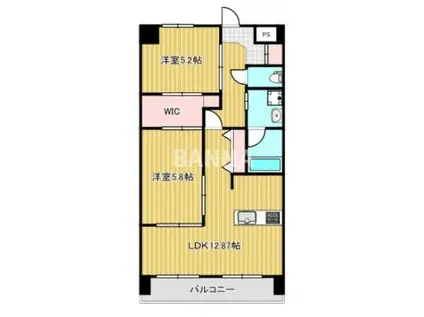 サンライト門田屋敷(2LDK/6階)の間取り写真