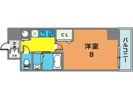 レジデンス神戸グルーブハーバーウエスト(1K/7階)の間取り写真