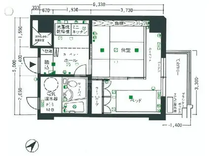 白金アパートメンツ(1K/3階)の間取り写真