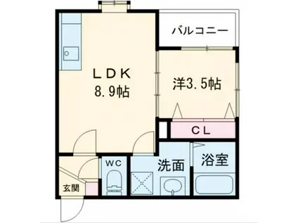 ドラゴンフィールド鳥栖(1LDK/3階)の間取り写真