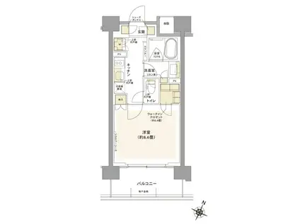 コムレジ赤羽 棟(1K/7階)の間取り写真