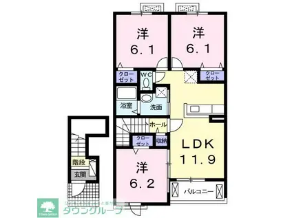 イースト・エリカーナ(3LDK/2階)の間取り写真