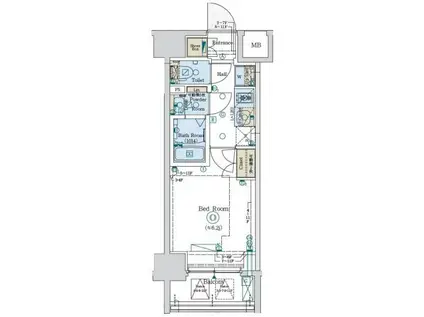 GENOVIA阪東橋IISKYGARDEN(1K/5階)の間取り写真