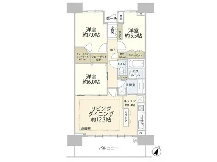 パークスクエア相模大野タワーアンドレジデンス(3LDK/17階)の間取り写真