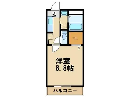 メゾン・グリシーヌ(1K/2階)の間取り写真