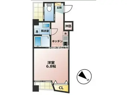 RE BIRTH道の尾(1K/2階)の間取り写真