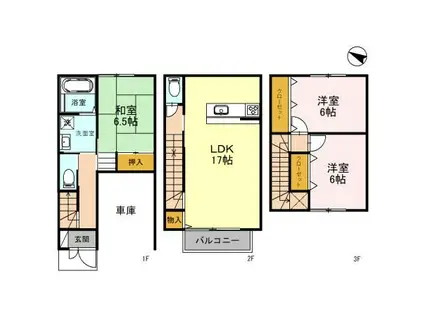 メゾネットアーリア(3LDK/1階)の間取り写真