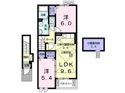 ノイ・ブリーゼII(2LDK/2階)の間取り写真