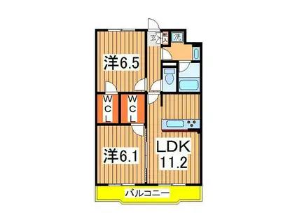 シャルマンフラットリヴァー1(2LDK/3階)の間取り写真