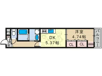 グランツあびこIII(1DK/1階)の間取り写真