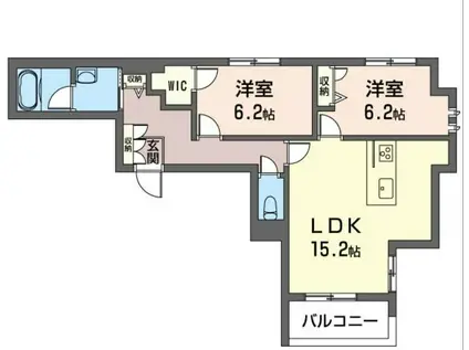 エクラージュ・レジデンス(2LDK/2階)の間取り写真