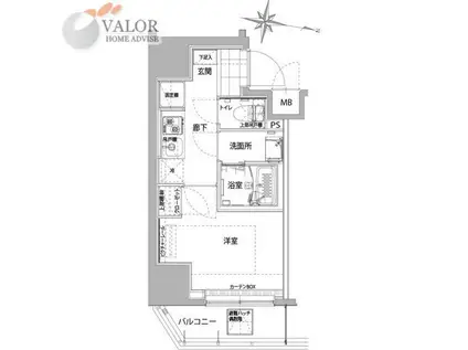 ハーモニーレジデンス横浜大通公園(1K/6階)の間取り写真