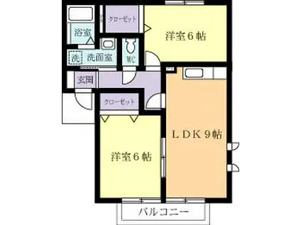 サンラフィーネ B(2LDK/2階)の間取り写真