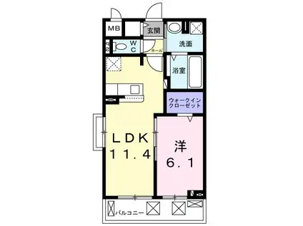 ヴェルミオン(1LDK/2階)の間取り写真
