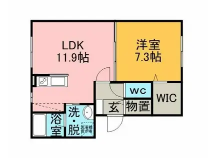 ハイツテレメイト(1LDK/2階)の間取り写真