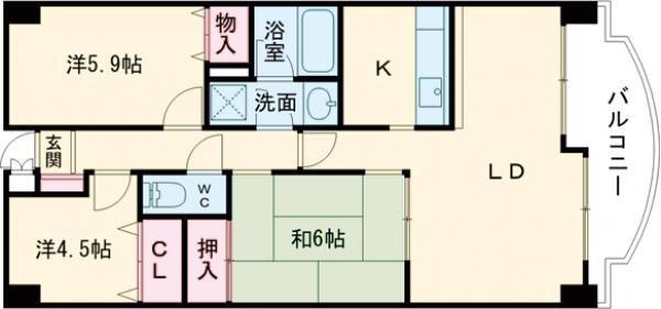 レールシティ万代南(3LDK/8階)の間取り写真