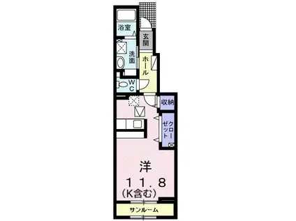 メゾン・ド・クレストII(ワンルーム/1階)の間取り写真