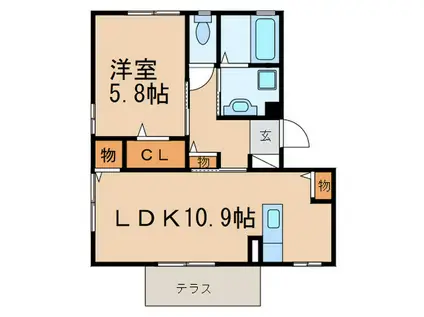 WISDOM(1LDK/1階)の間取り写真