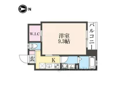 ALIVIO北山(1K/3階)の間取り写真