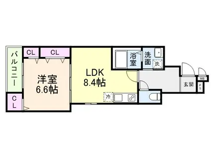 フジパレス長原サウス(1LDK/3階)の間取り写真