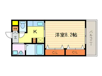 プロスペラール(1K/1階)の間取り写真