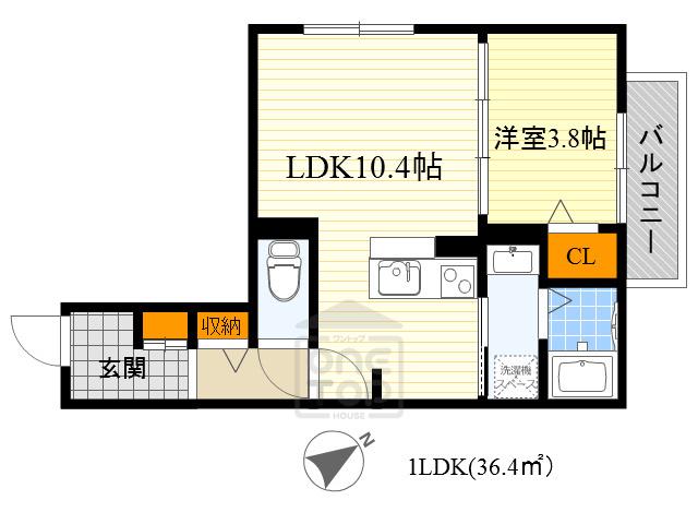 アヴェニール服部(1LDK/2階)の間取り写真