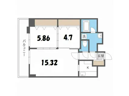 TEADA北4条(2LDK/12階)の間取り写真