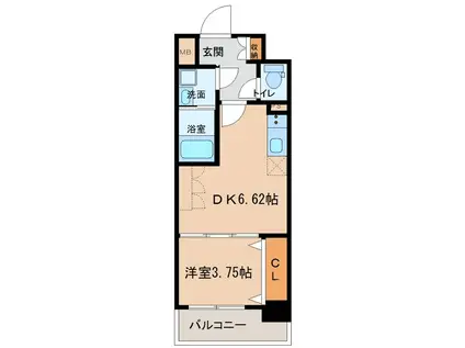 メルベージュ布施(1DK/7階)の間取り写真