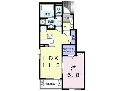 アンシャンテ細江(1LDK/1階)の間取り写真