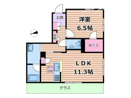 スカイ ウィング(1LDK/3階)の間取り写真