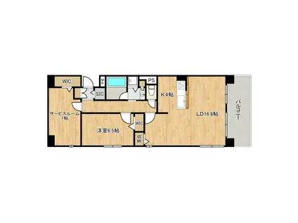 ベルク夕陽ヶ丘II(2LDK/6階)の間取り写真