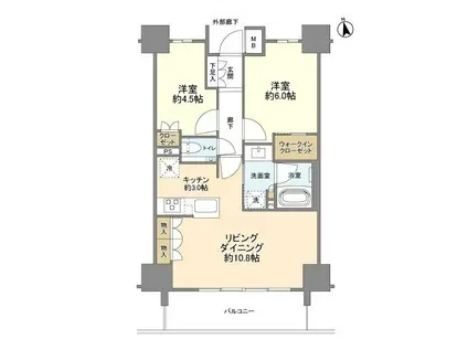 ブランズ西荻南三丁目(2LDK/9階)の間取り写真