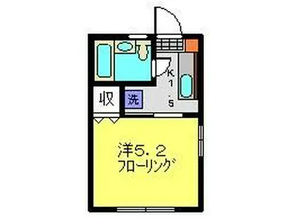 東急東横線 日吉駅(神奈川) 徒歩4分 2階建 築38年(1K/1階)の間取り写真