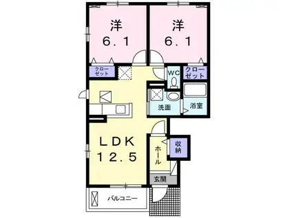 サン ルーラルIII・N(2LDK/1階)の間取り写真