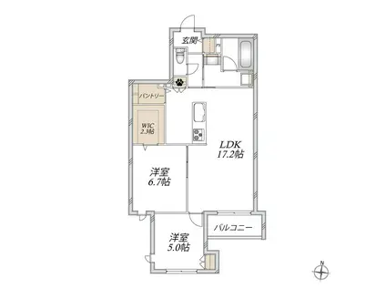 PALAIS CLAIR 桜山(2LDK/2階)の間取り写真