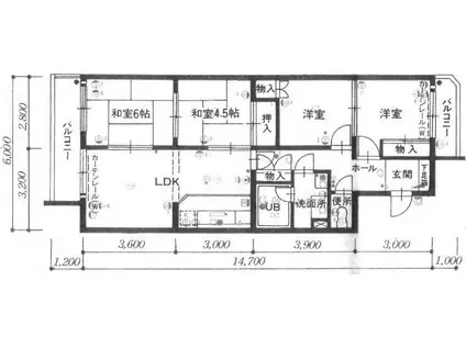 グリーンマンション長尾 504(4LDK/5階)の間取り写真