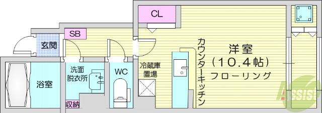 フラワーエンジェルⅡ(ワンルーム/1階)の間取り写真