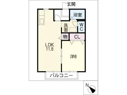 グレイスフル・アイ(1LDK/2階)の間取り写真