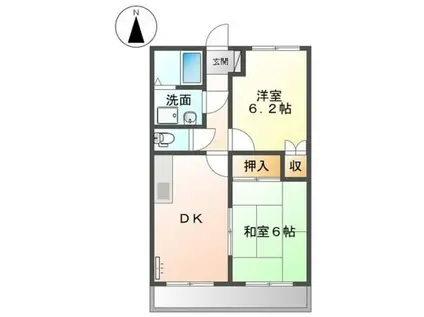 ミルキーウェイ(2DK/1階)の間取り写真