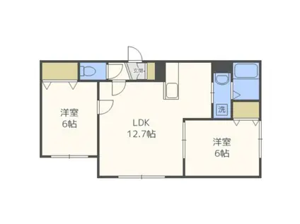 ハピネス西宮の沢(2LDK/2階)の間取り写真
