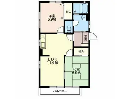 ラ・プランタン(2LDK/1階)の間取り写真