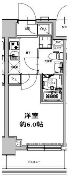 S-RESIDENCE市川(1K/4階)の間取り写真