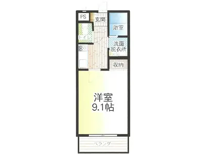 ドリームカーサ(1K/2階)の間取り写真