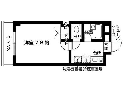 リバーウエスト(1K/3階)の間取り写真