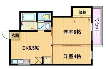 ハイムさとう(2DK/3階)の間取り写真