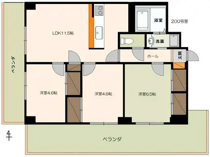 10階建マンション アスティムI(3LDK/2階)の間取り写真