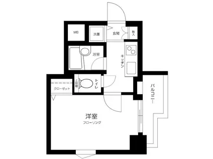 クレアシオン六本木(1K/9階)の間取り写真